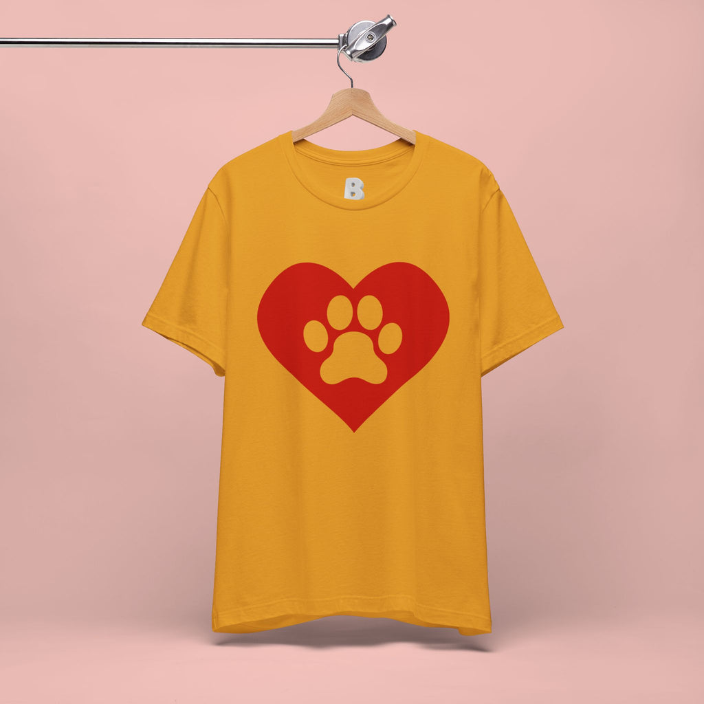 Pet Lover T-Shirt — Red Heart Paw Print Tee