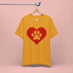 Pet Lover T-Shirt — Red Heart Paw Print Tee