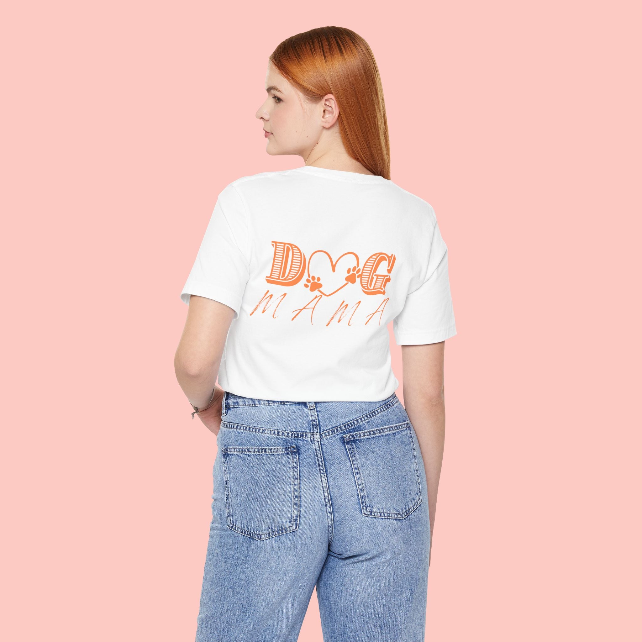 Dog Mama Tee — Retro Heart & Paw Graphic Short Sleeve Shirt