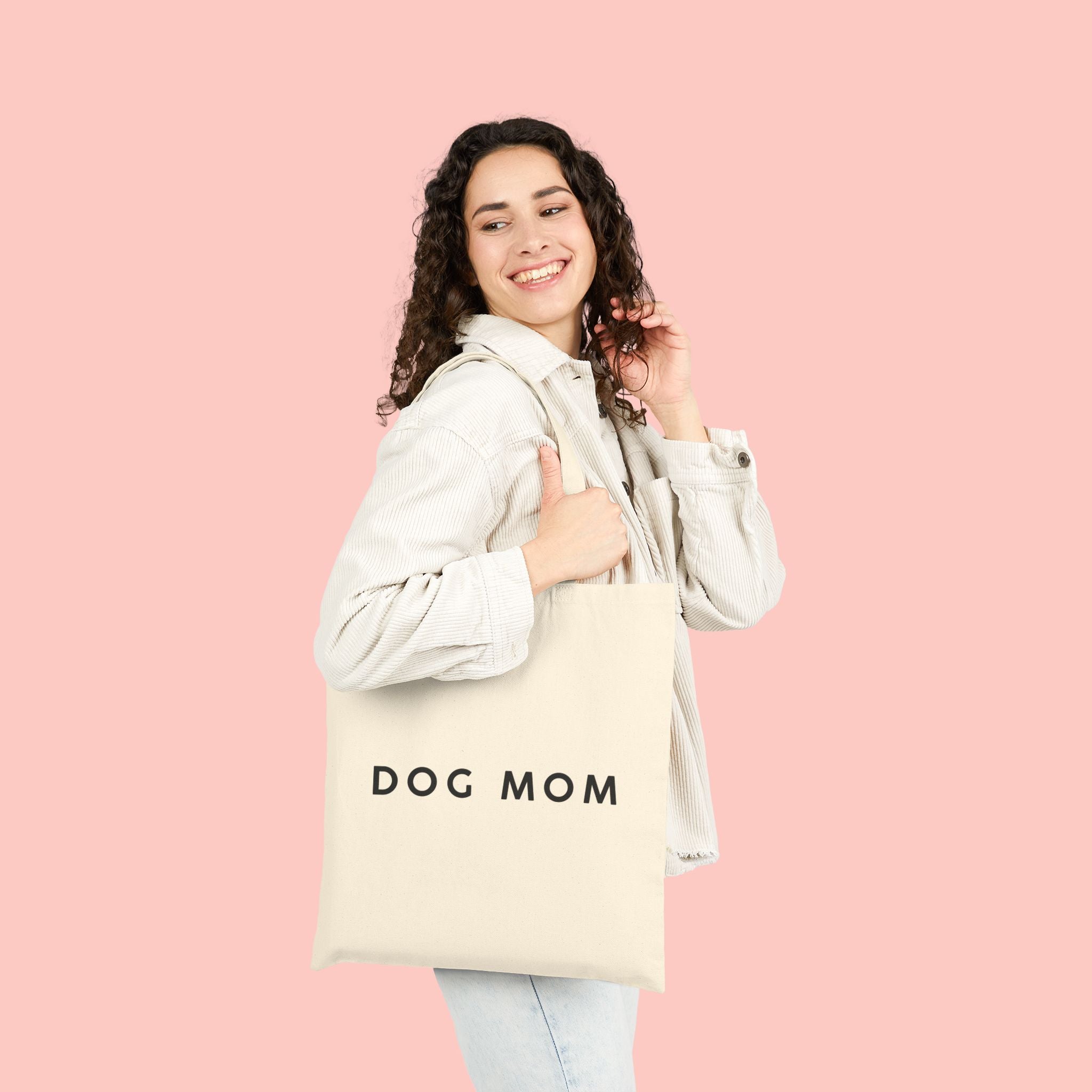Dog Mom Canvas Tote Bag — Minimalist Cotton Reusable Market Bag