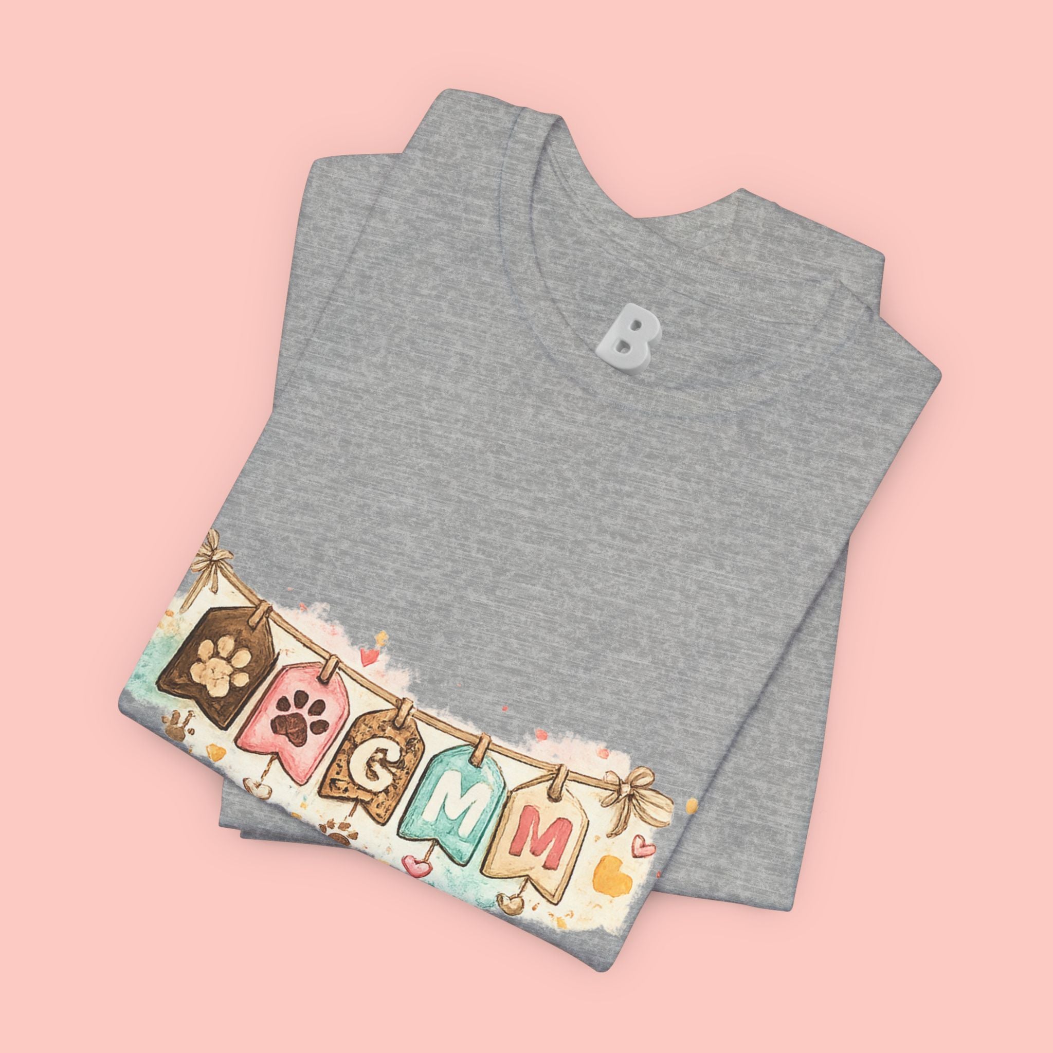 Pet Mom Banner Tee — Cute Paw Print "MOM" Graphic T-Shirt
