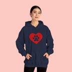 Heart Paw Hoodie — Cute Red Paw Print Animal Lover Sweatshirt