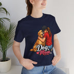 Dog Mom T-Shirt - Cute Woman Hugging Golden Retriever Tee