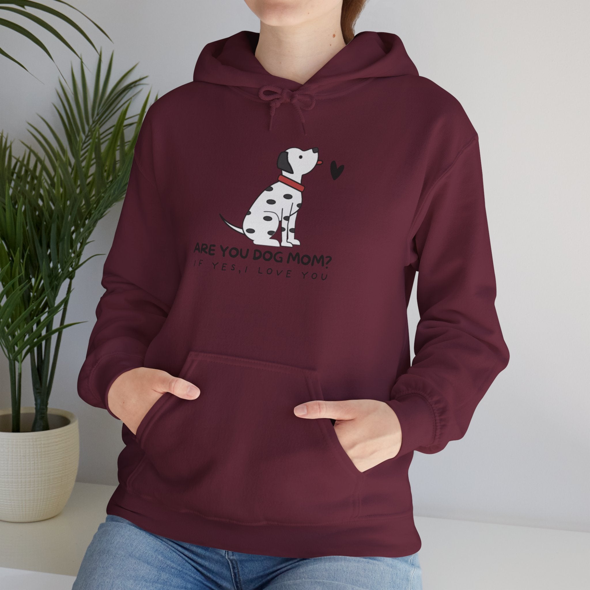 Dog Mom Hoodie — 'Are You Dog Mom?' Cute Dalmatian Graphic Pullover