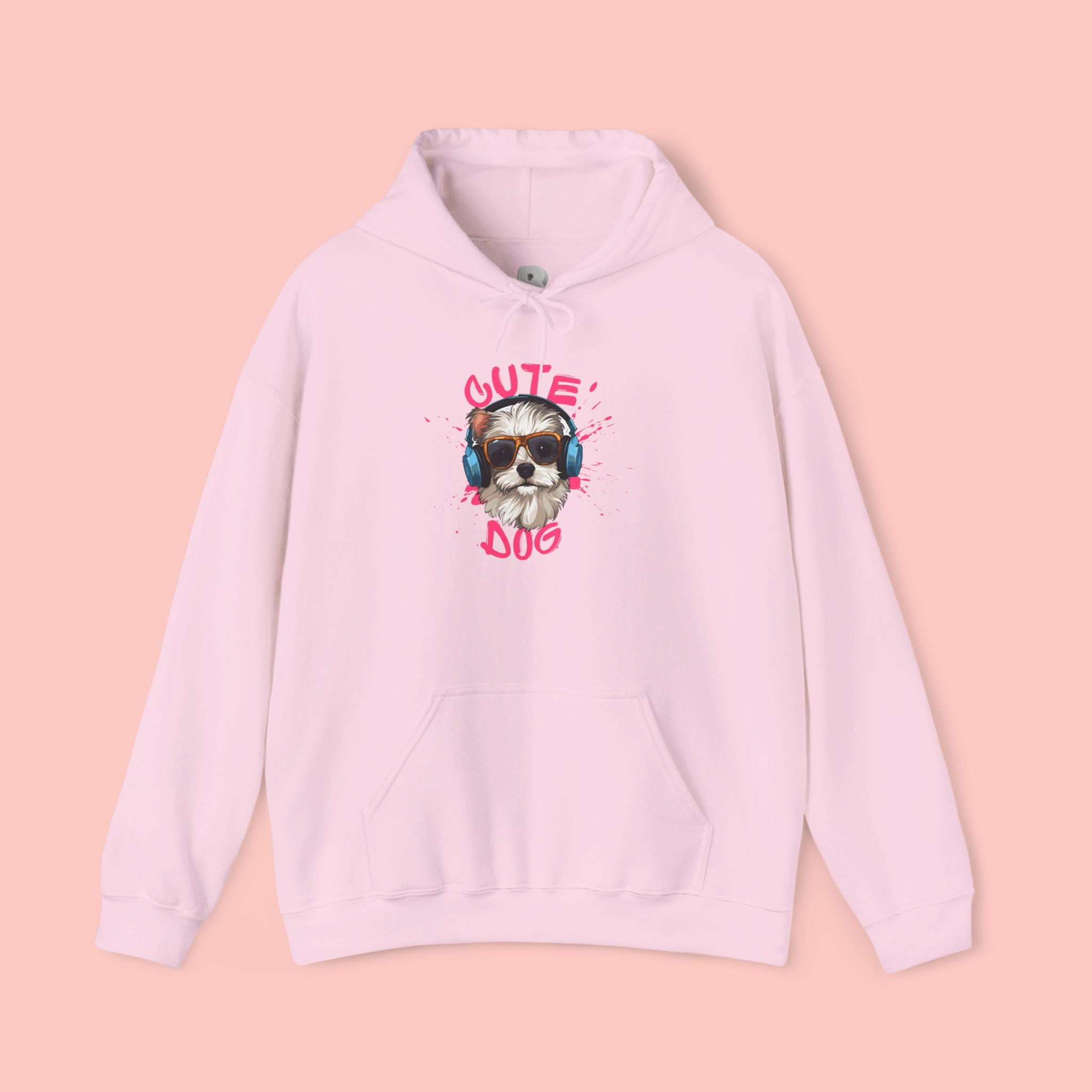 Cute Dog Hoodie with Headphones – 'Cute Dog' Graphic Pet Lover Sweatshirt