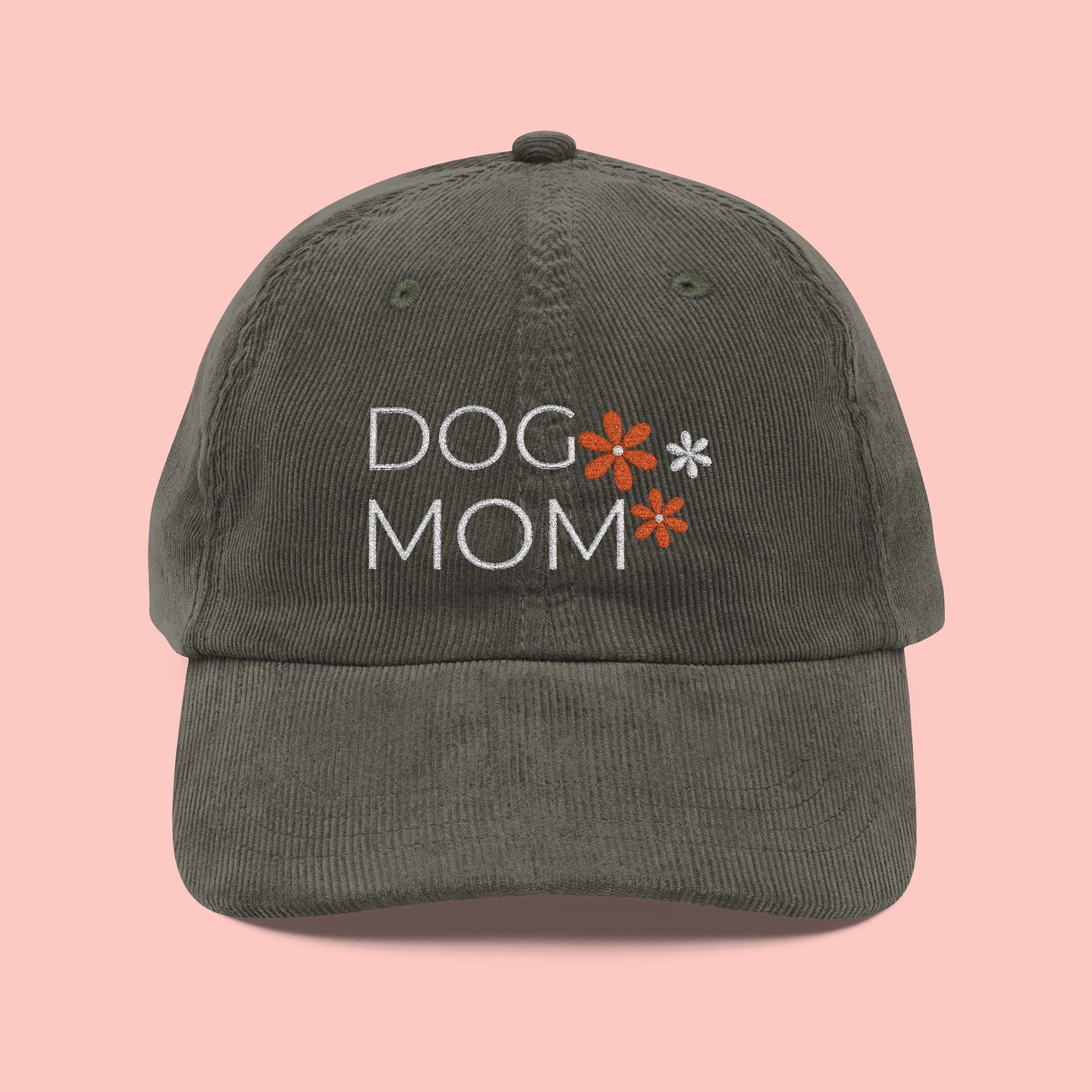 Dog Mom Corduroy Cap — Embroidered Vintage Floral Baseball Hat