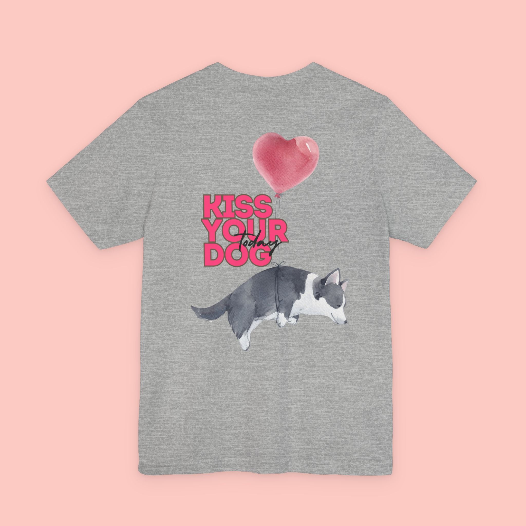 Kiss Your Dog Tee — Corgi Heart Balloon Graphic T-Shirt