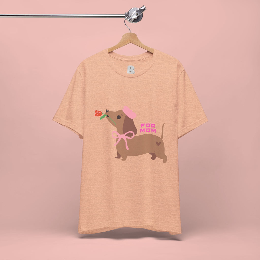 Mommy’s Dachshund Tee – Cute Dog with Rose “For Mom” Shirt