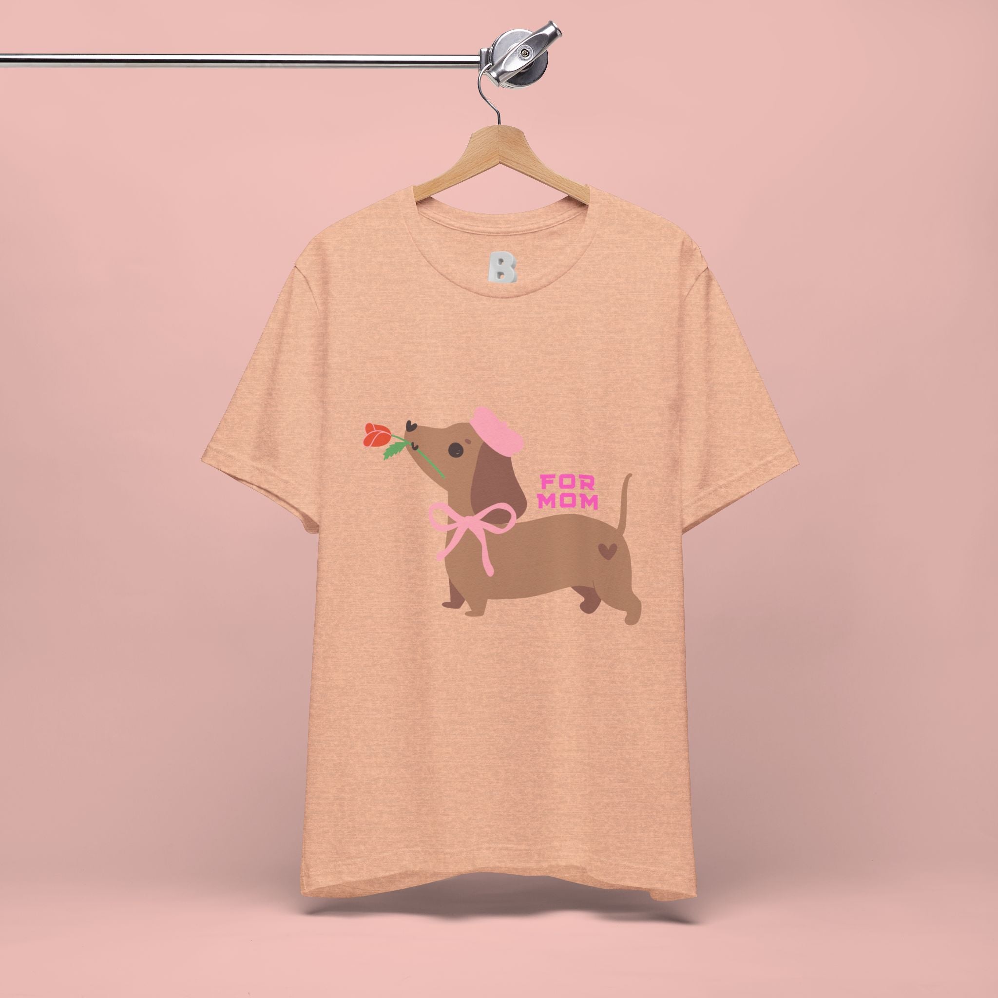 Mommy’s Dachshund Tee – Cute Dog with Rose “For Mom” Shirt