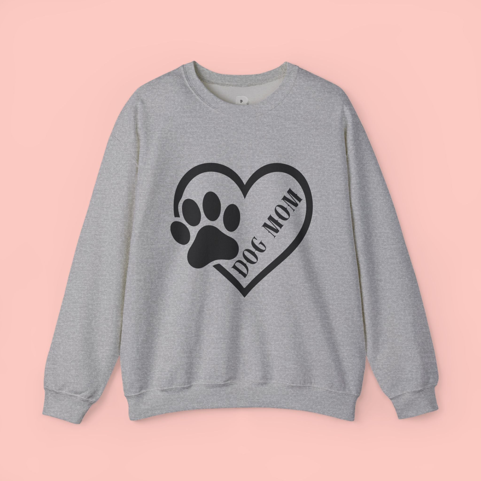Dog Mom Heart Paw Sweatshirt — Women's Crewneck for Pet Lovers