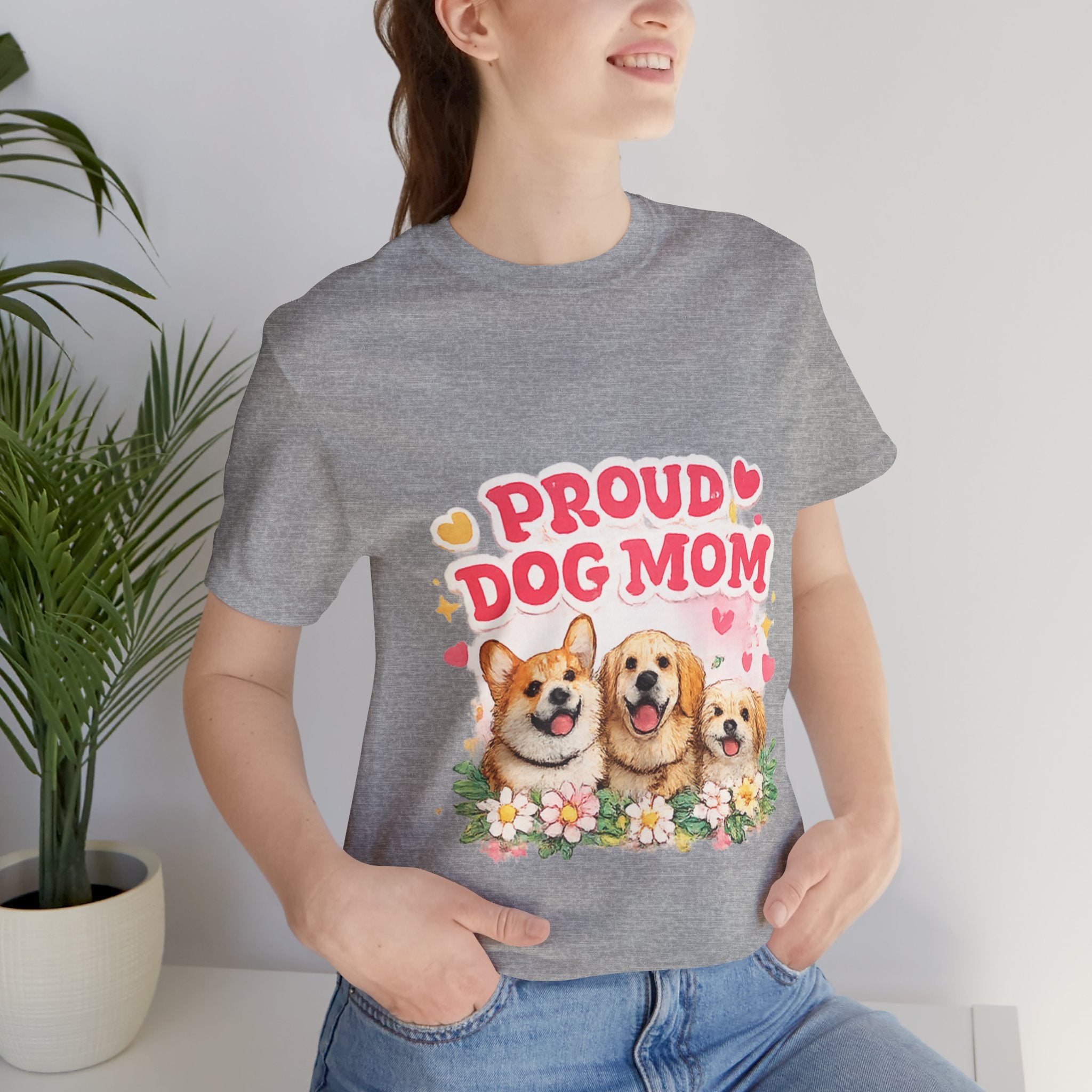 Proud Dog Mom T-Shirt — Cute Corgi & Golden Retriever Floral Tee for Pet Lovers