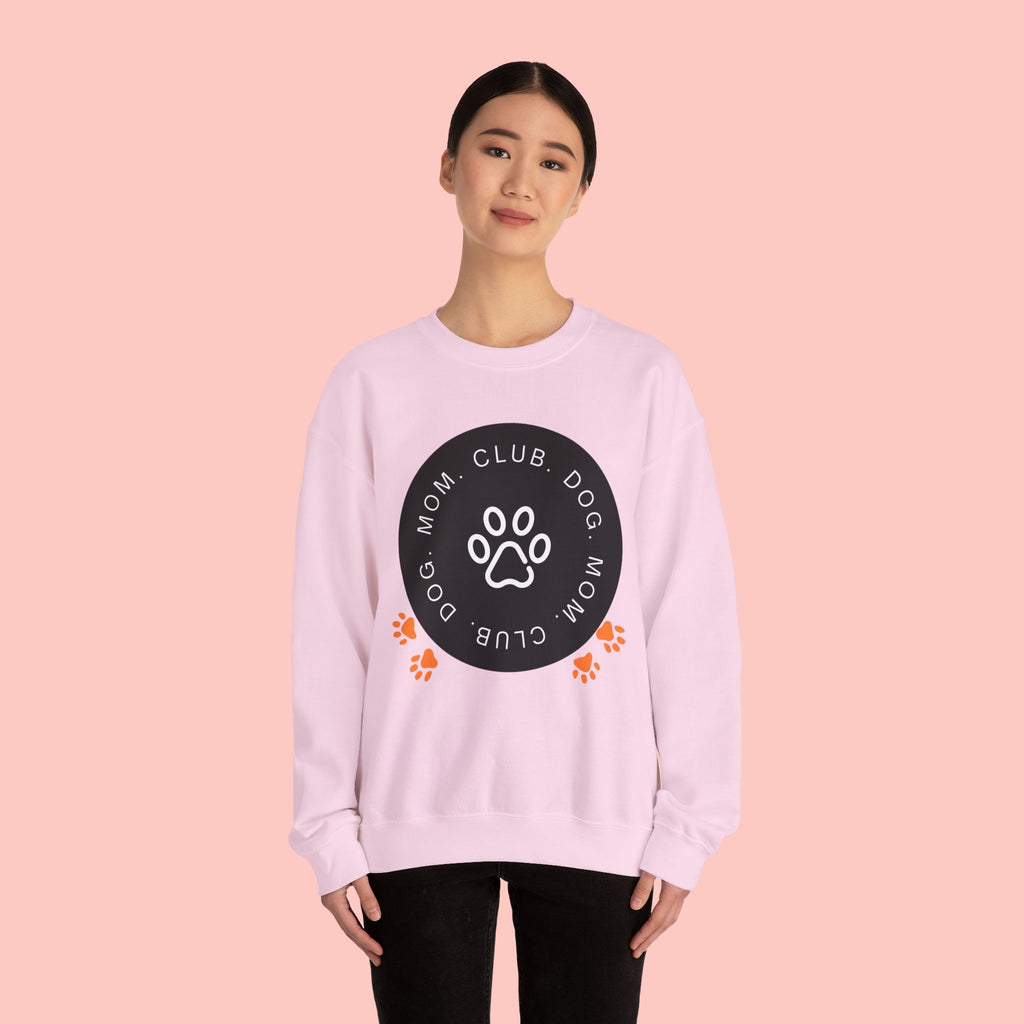 Dog Mom Club Crewneck Sweatshirt — Paw Print Graphic Pullover for Pet Moms