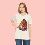 Dog Mom T-Shirt - Cute Woman Hugging Golden Retriever Tee