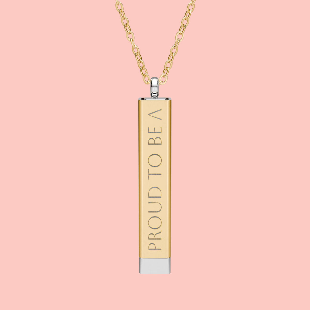 Hidden Message Sliding Bar Necklace — Engravable Secret Message Pendant