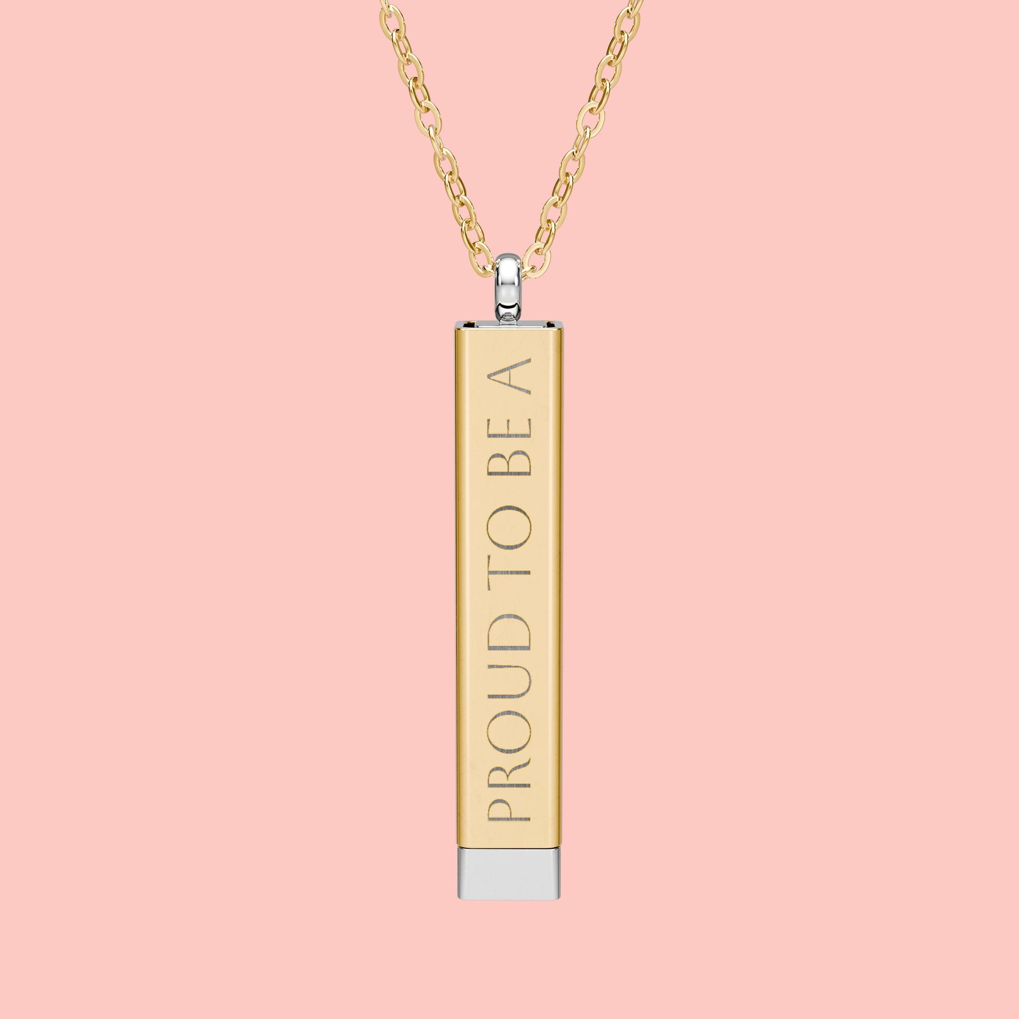Hidden Message Sliding Bar Necklace — Engravable Secret Message Pendant