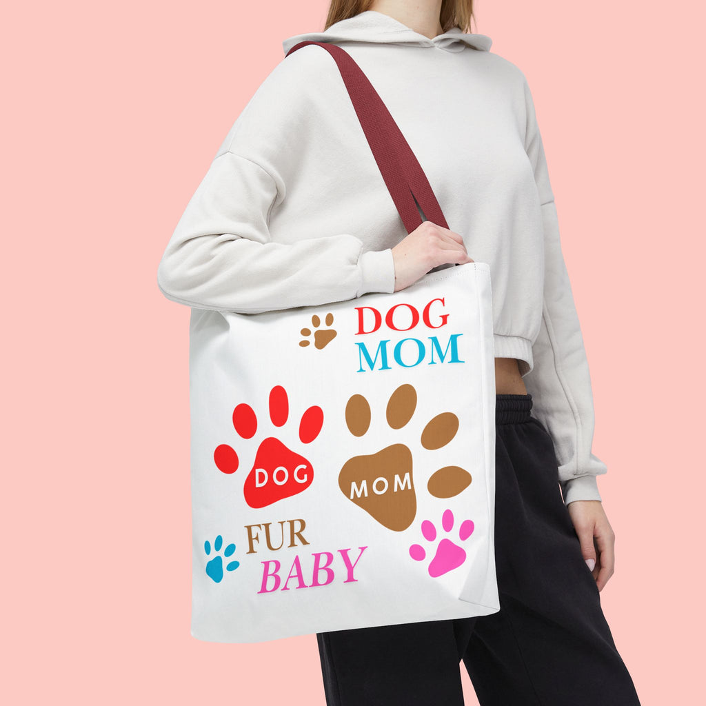 Dog Mom Tote Bag – "Fur Baby" Paw Print AOP Tote