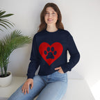 Heart Paw Crewneck Sweatshirt — Cute Pet Lover Pullover