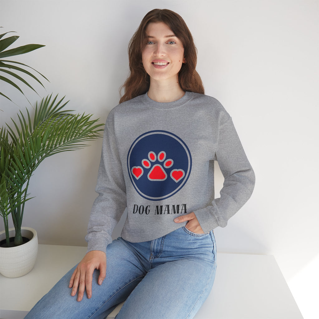 Dog Mama Crewneck Sweatshirt — Paw Print Heart Graphic
