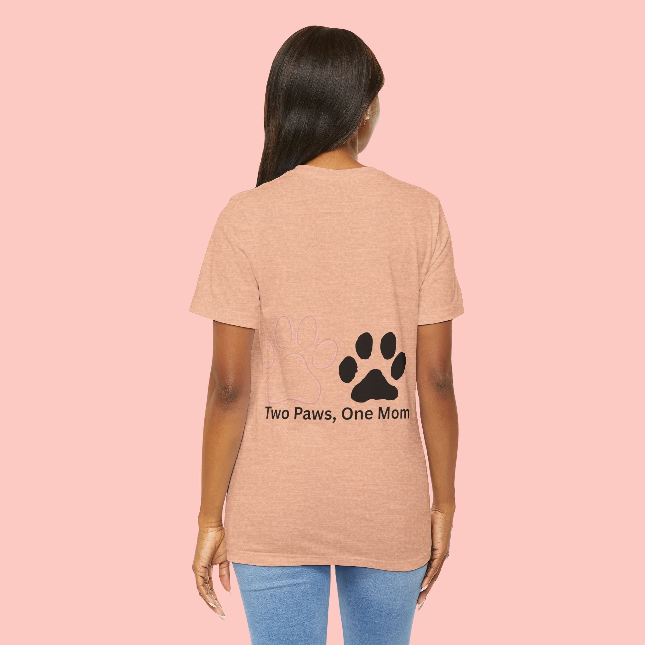 T-Shirt — “Two Paws, One Mom” Paw Print Mom Tee