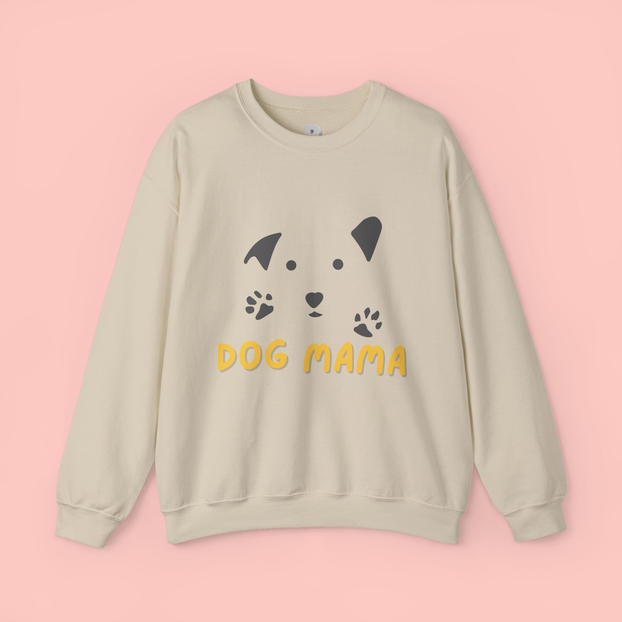 Dog Mama Crewneck Sweatshirt – Cute Paw Print & Puppy Graphic