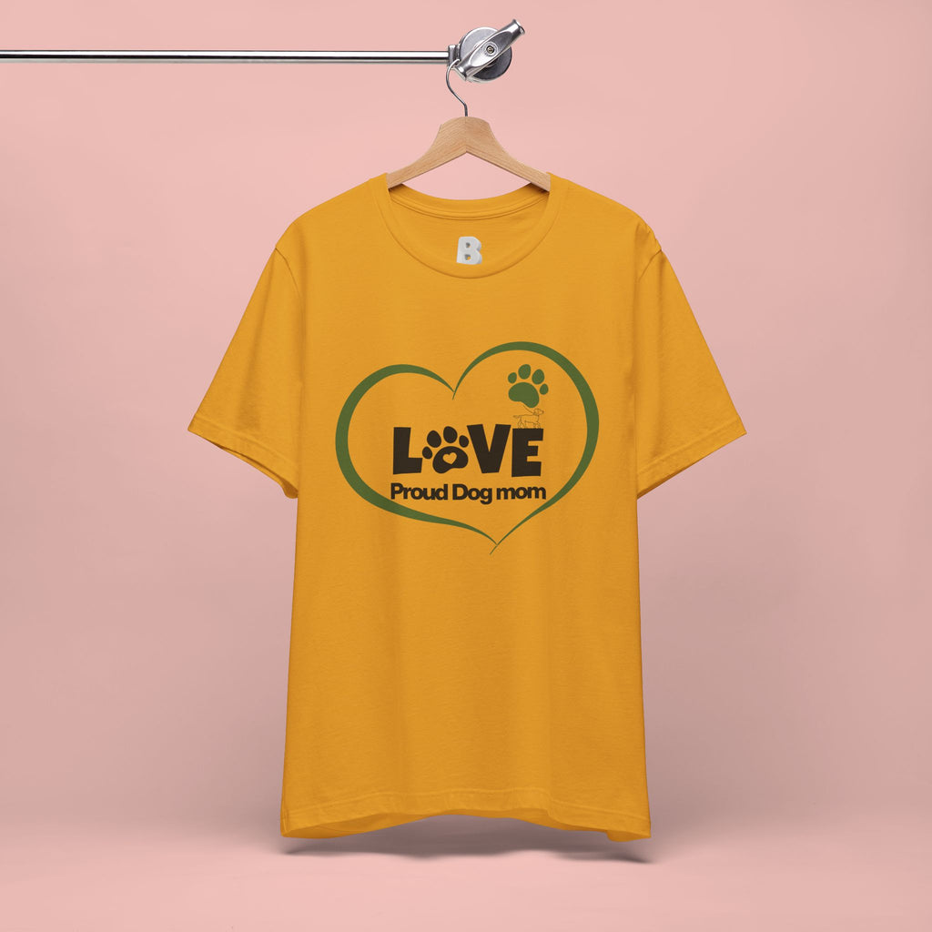 Dog Mom Love T-Shirt — "LOVE Proud Dog Mom" Heart Paw Tee