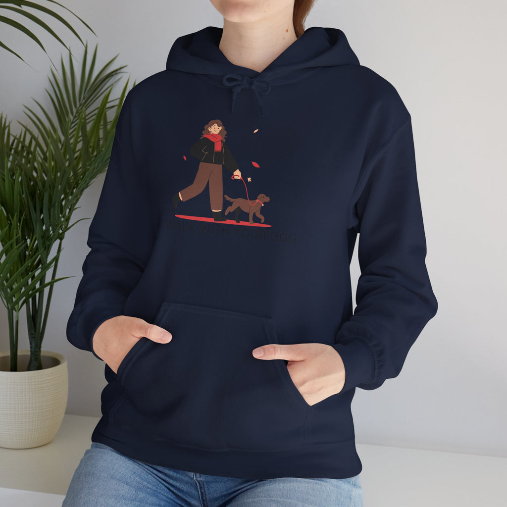 Dog Walk Hoodie — "Walk With Your Dog" Cozy Pet Lover Sweatshirt