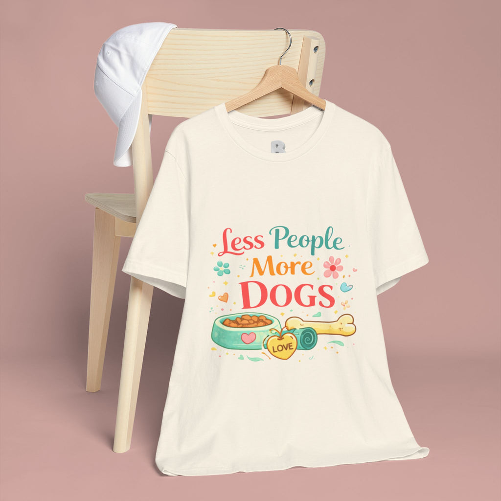 Less People More Dogs T-Shirt – Cute Dog Bowl & Bone Graphic Tee