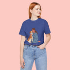 Dog Mom T‑Shirt — Cute Woman Hugging Dog Graphic Tee