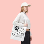 Dog Mama Tote Bag — Paw Print & Bone Graphic Canvas Shopper