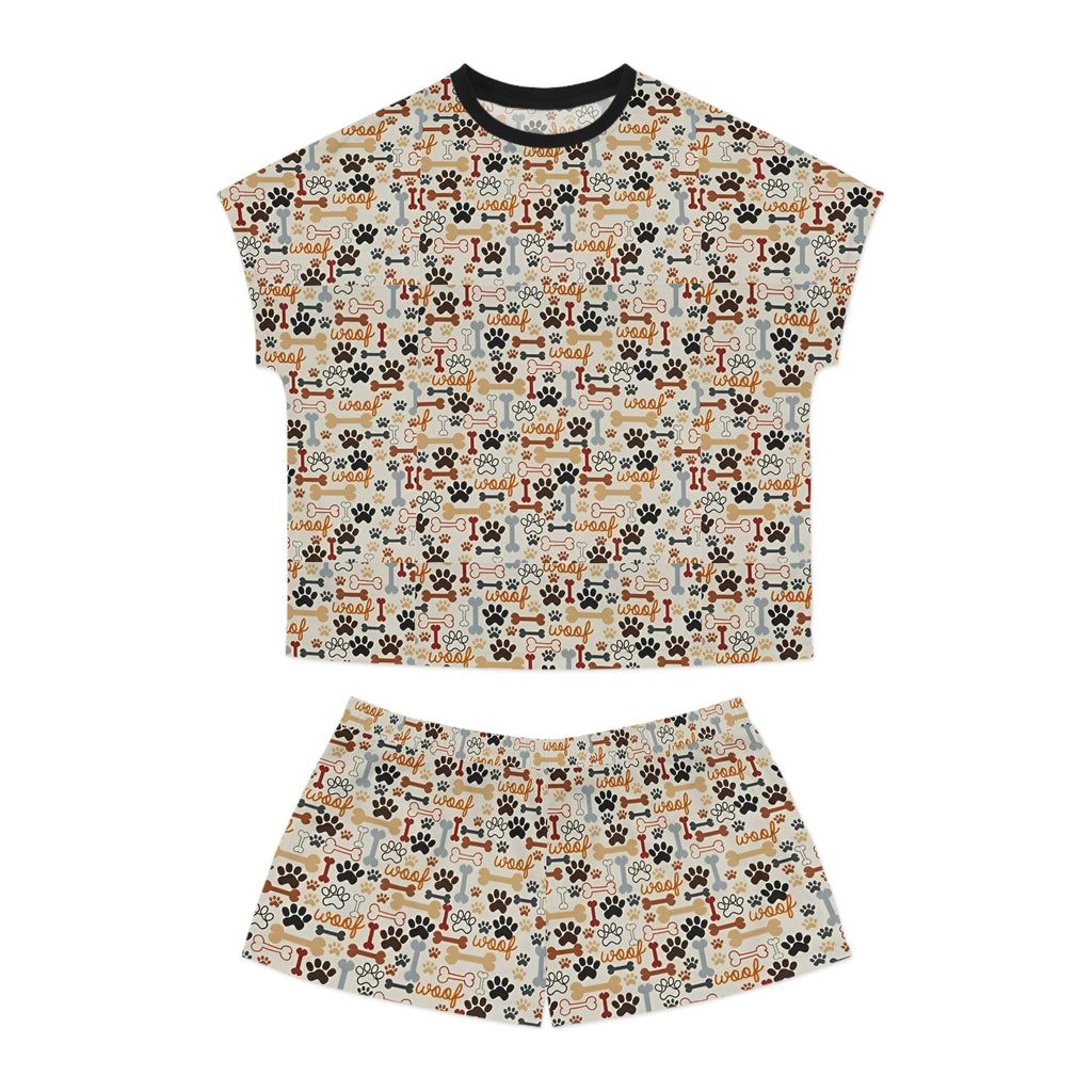 Women's Dog Paw & Bones Pajama Set — 'Woof' Short Sleepwear