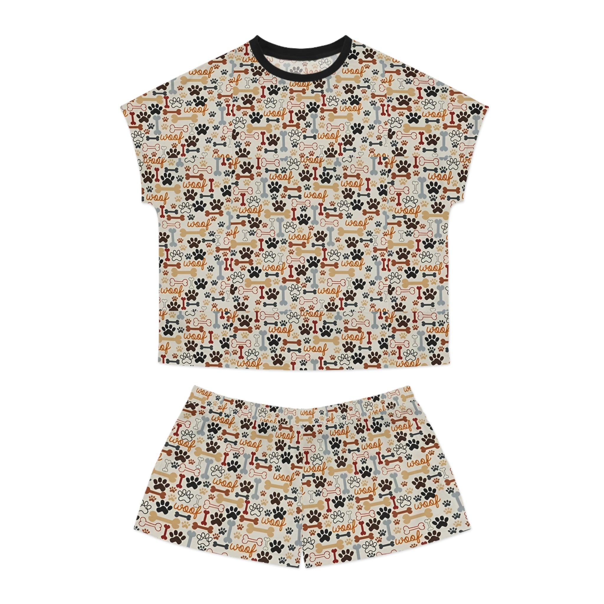 Women's Dog Paw & Bones Pajama Set — 'Woof' Short Sleepwear