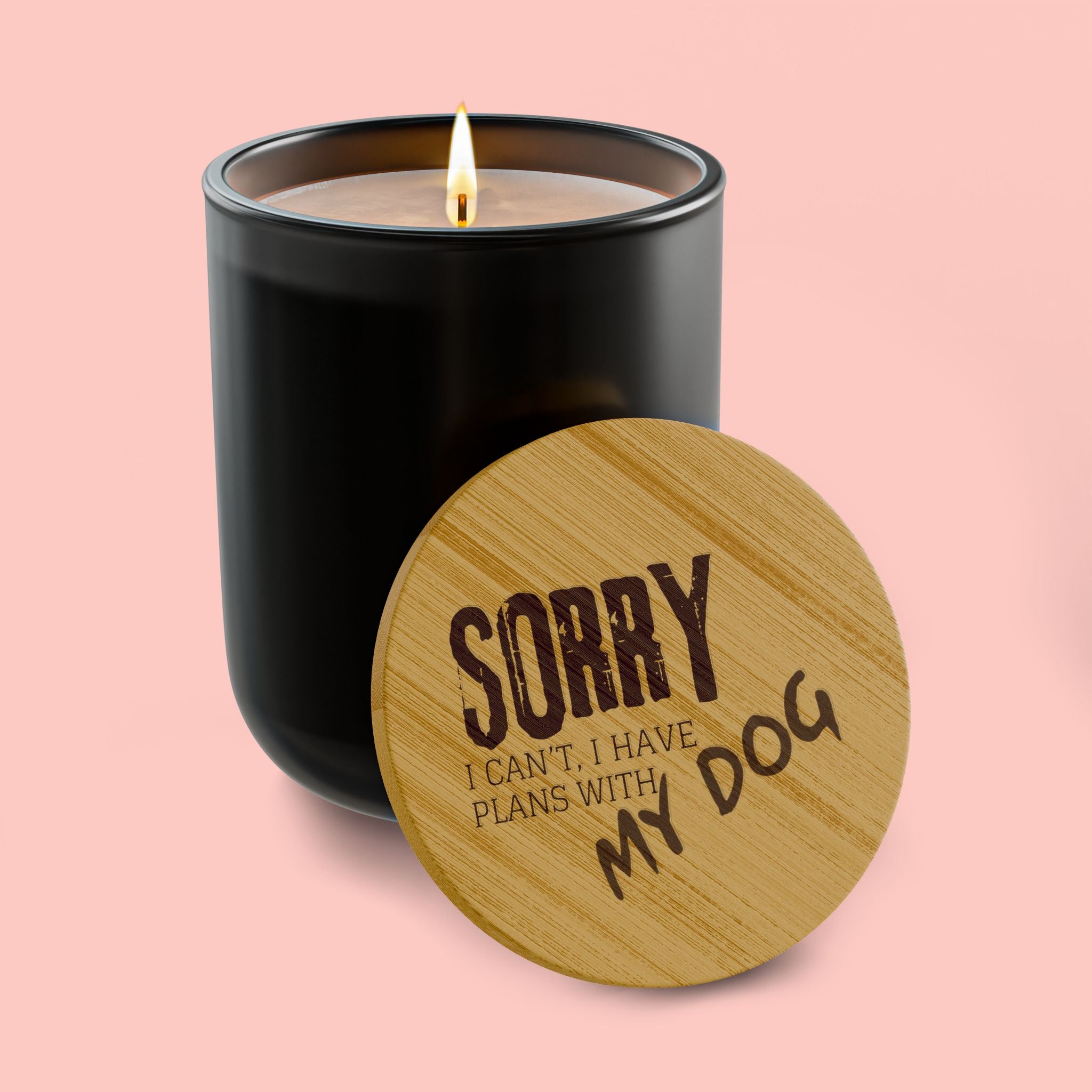 Engraved 14oz Soy Candle — "Sorry My Dog" Scented Candle with Bamboo Lid