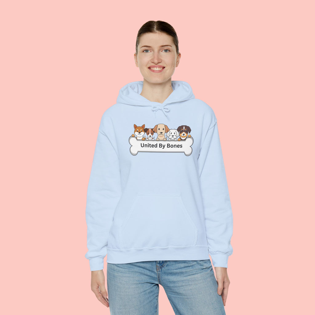 United By Bones Hoodie — Cute Cartoon Dogs Paw Bone Graphic Sweatshirt