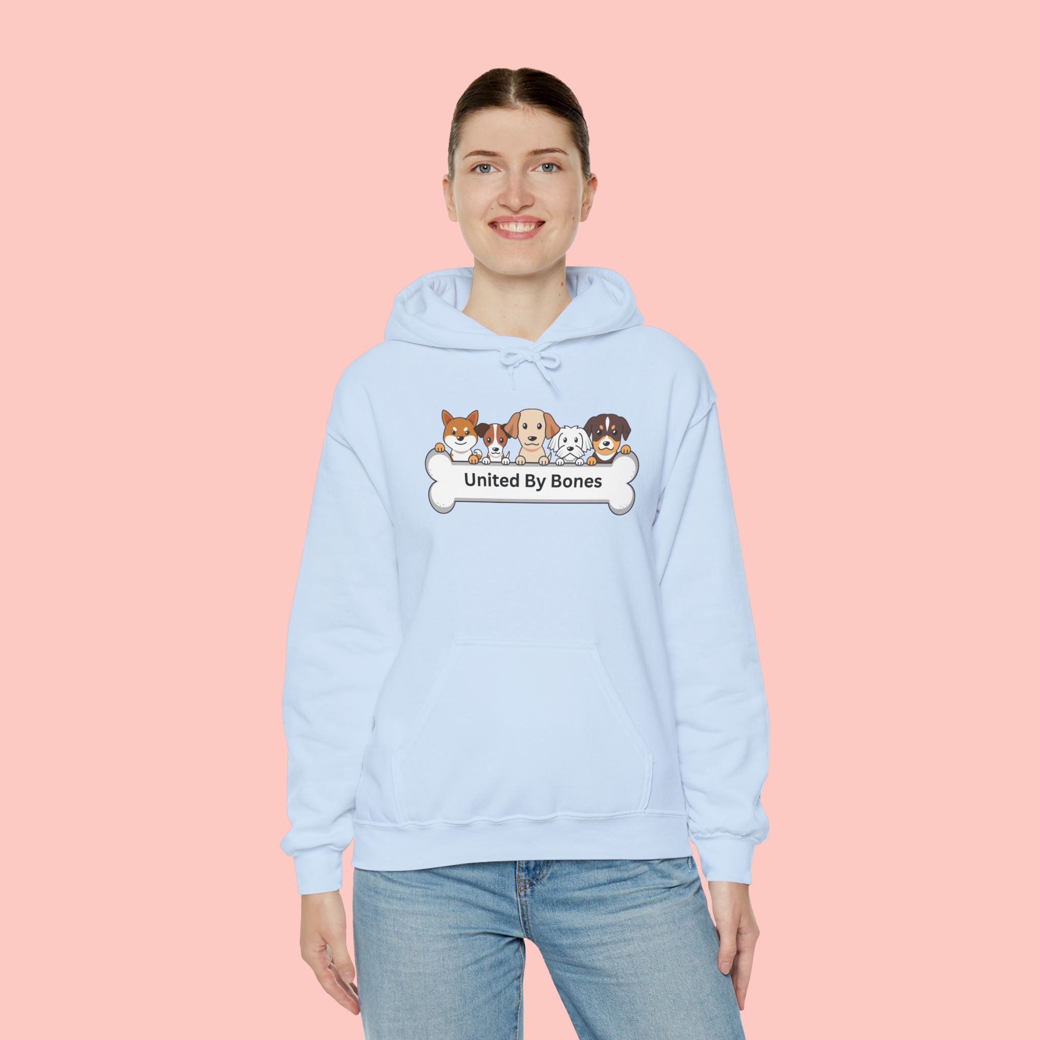 United By Bones Hoodie — Cute Cartoon Dogs Paw Bone Graphic Sweatshirt