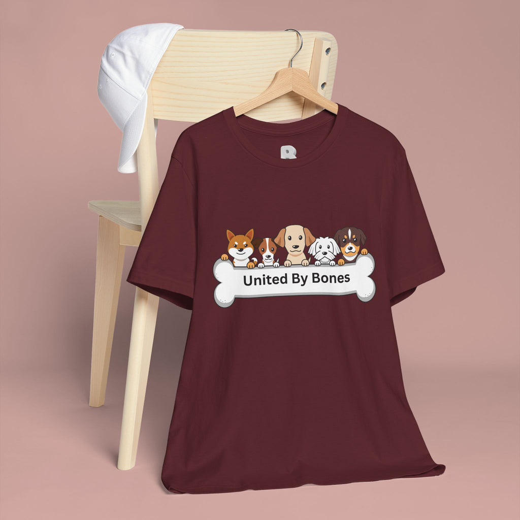 Dog Lover T‑Shirt — "United By Bones" Cute Cartoon Dogs Tee