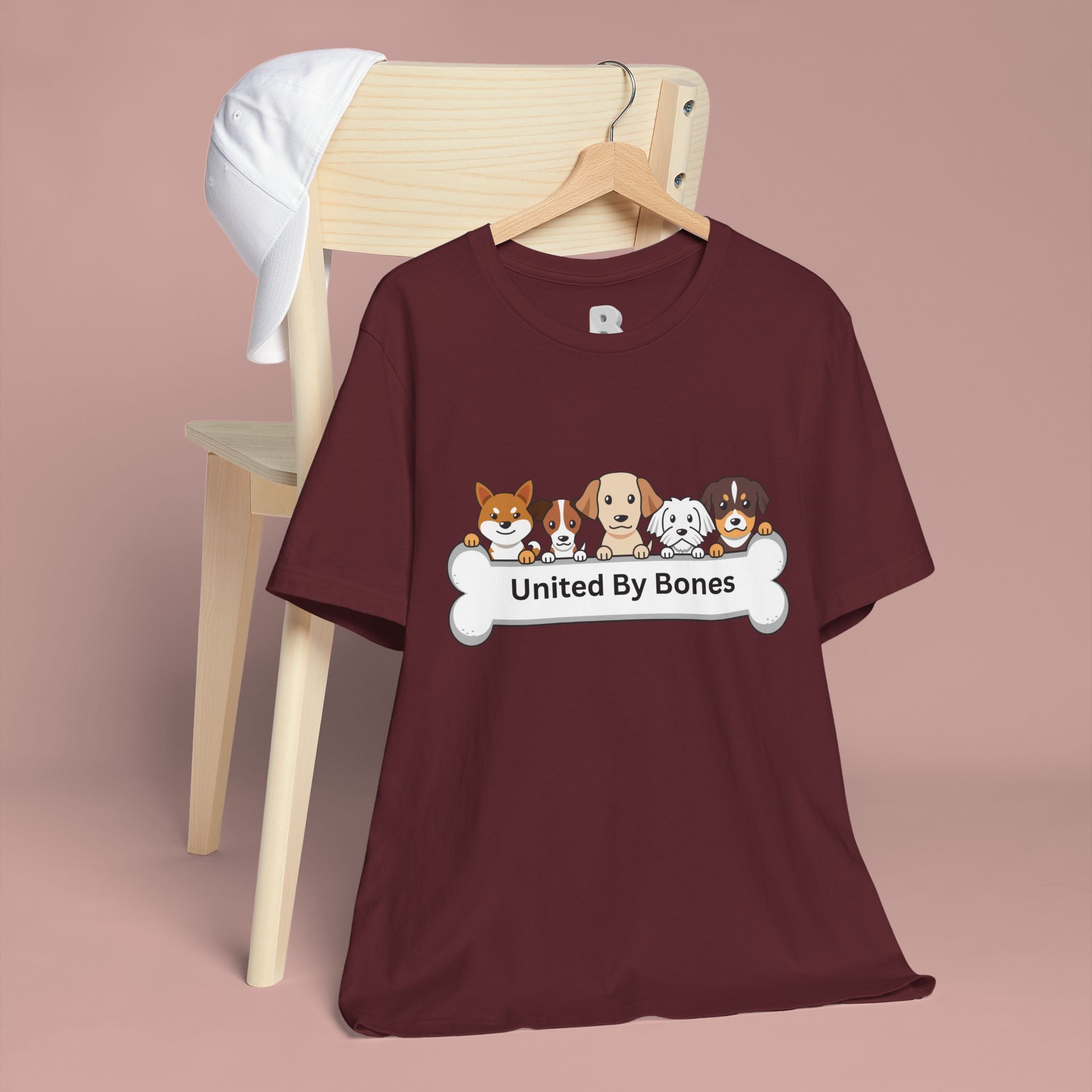 Dog Lover T‑Shirt — "United By Bones" Cute Cartoon Dogs Tee