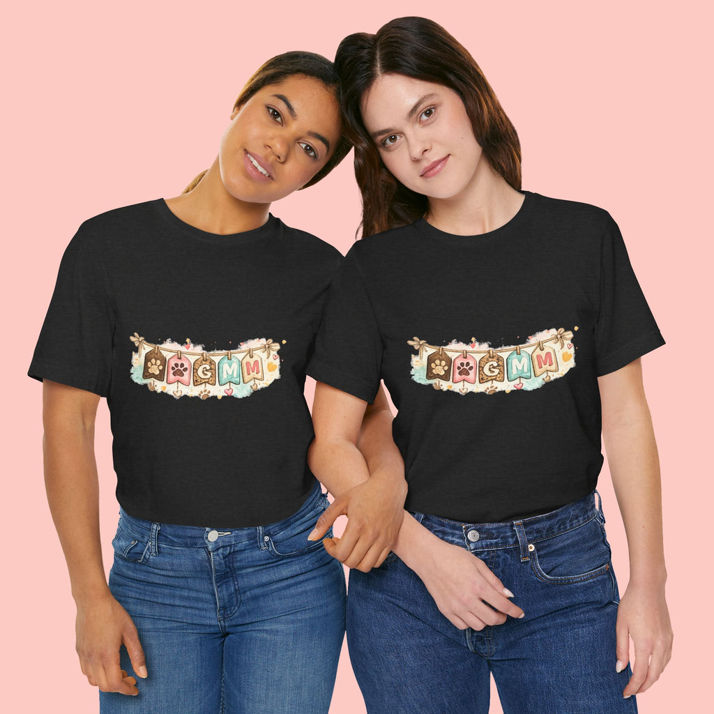 Pet Mom Banner Tee — Cute Paw Print "MOM" Graphic T-Shirt