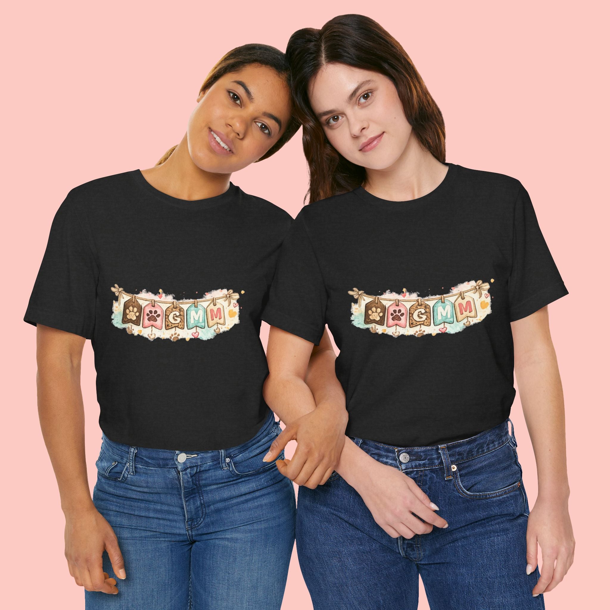 Pet Mom Banner Tee — Cute Paw Print "MOM" Graphic T-Shirt