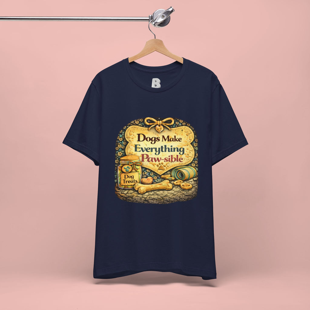 Dog Lover T‑Shirt – "Dogs Make Everything Paw‑sible" Vintage Pet Rescue Tee