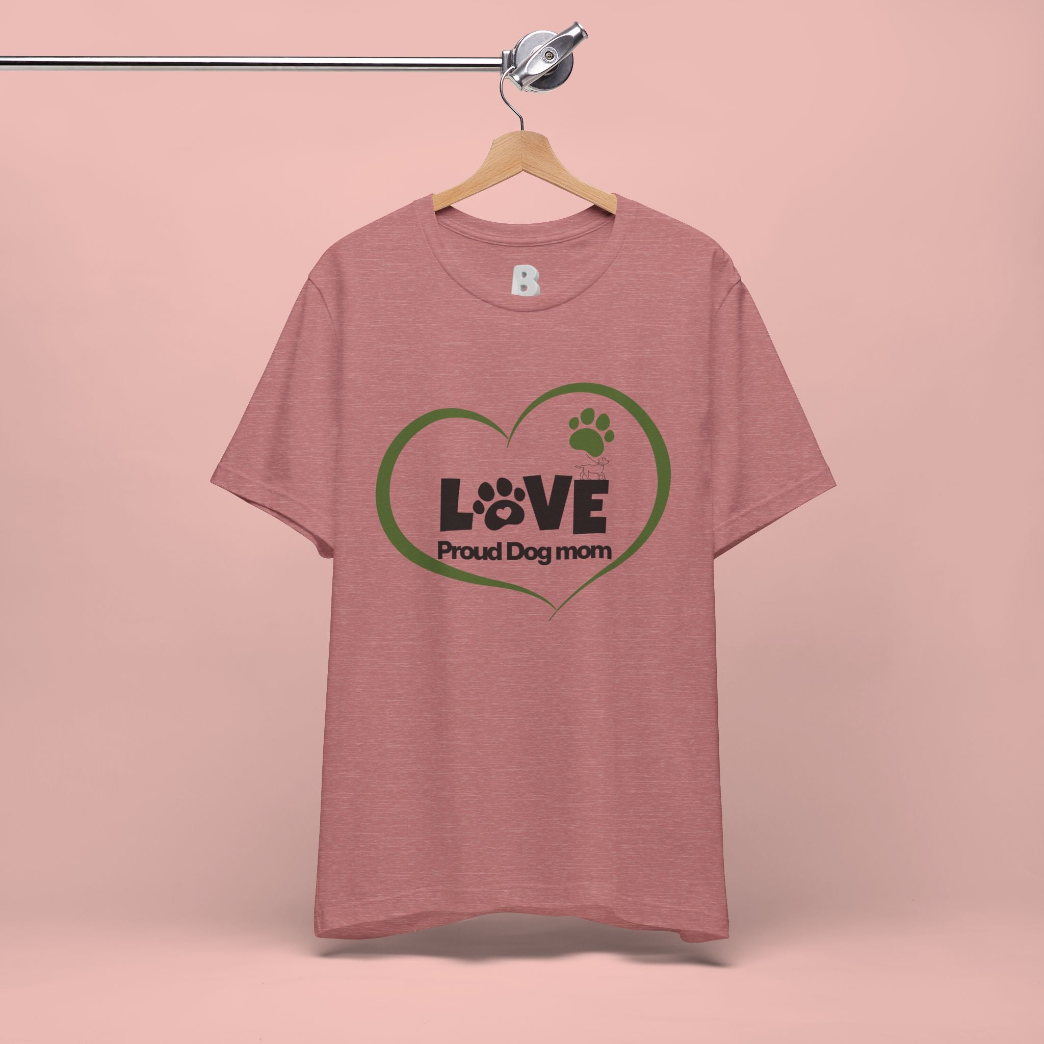 Dog Mom Love T-Shirt — "LOVE Proud Dog Mom" Heart Paw Tee