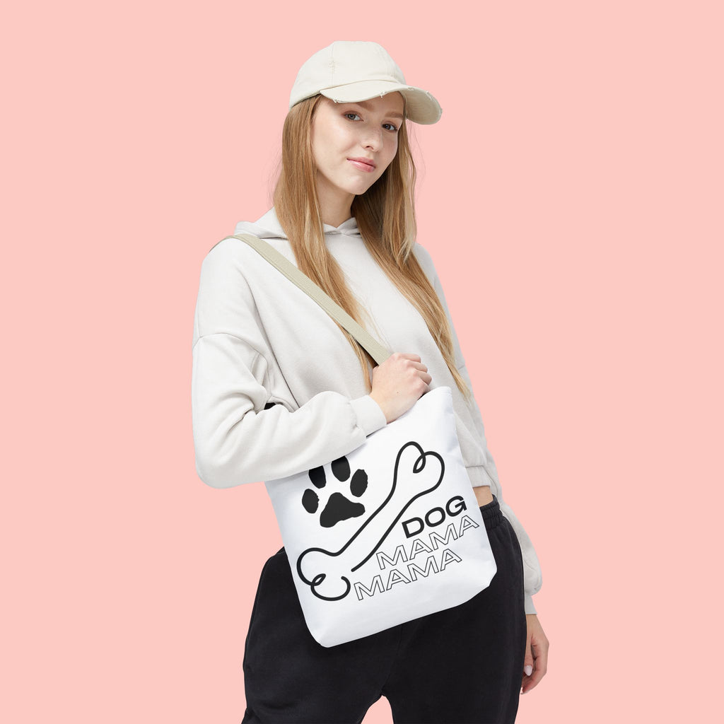 Dog Mama Tote Bag — Paw Print & Bone Graphic Canvas Shopper