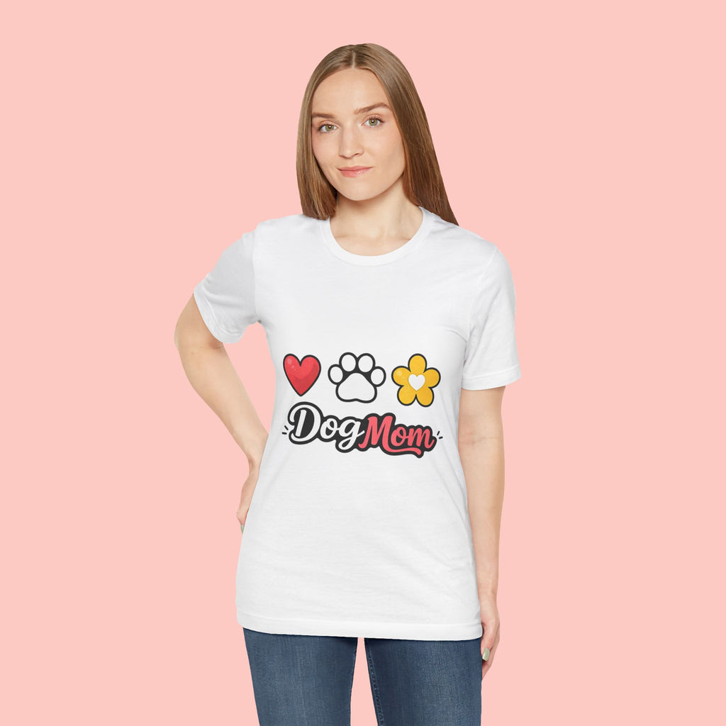 Dog Mom T-Shirt – Heart, Paw & Flower Graphic Tee