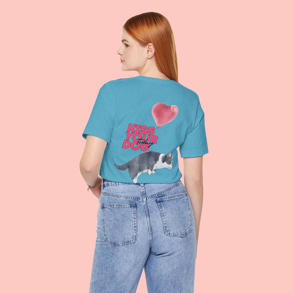 Kiss Your Dog Tee — Corgi Heart Balloon Graphic T-Shirt