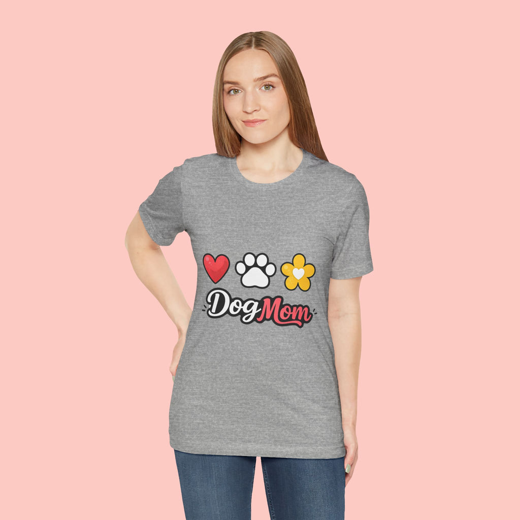 Dog Mom T-Shirt – Heart, Paw & Flower Graphic Tee