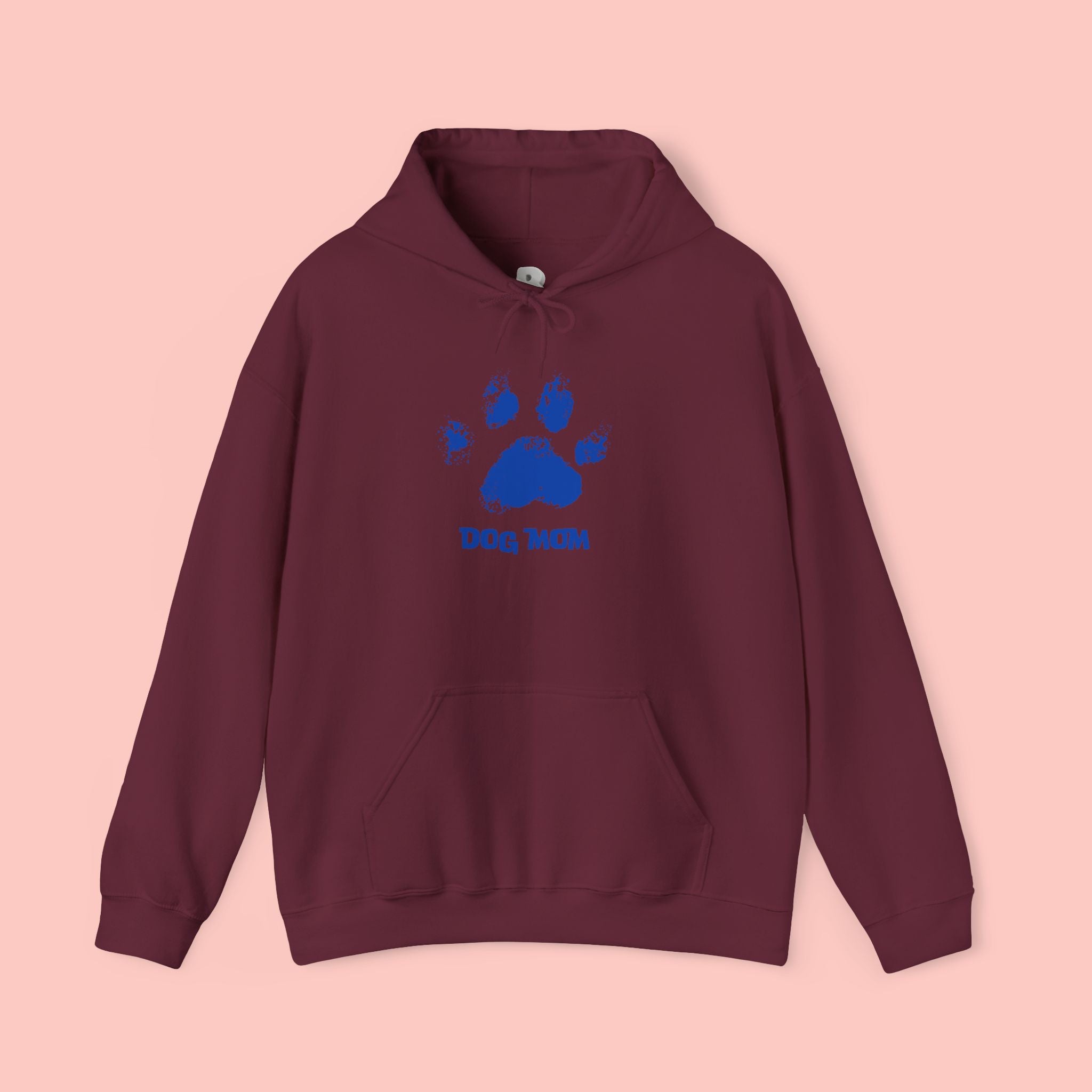 Dog Mom Paw Print Hoodie – Cute Pet Lover Sweatshirt, Blue Paw 'DOG MOM' Design