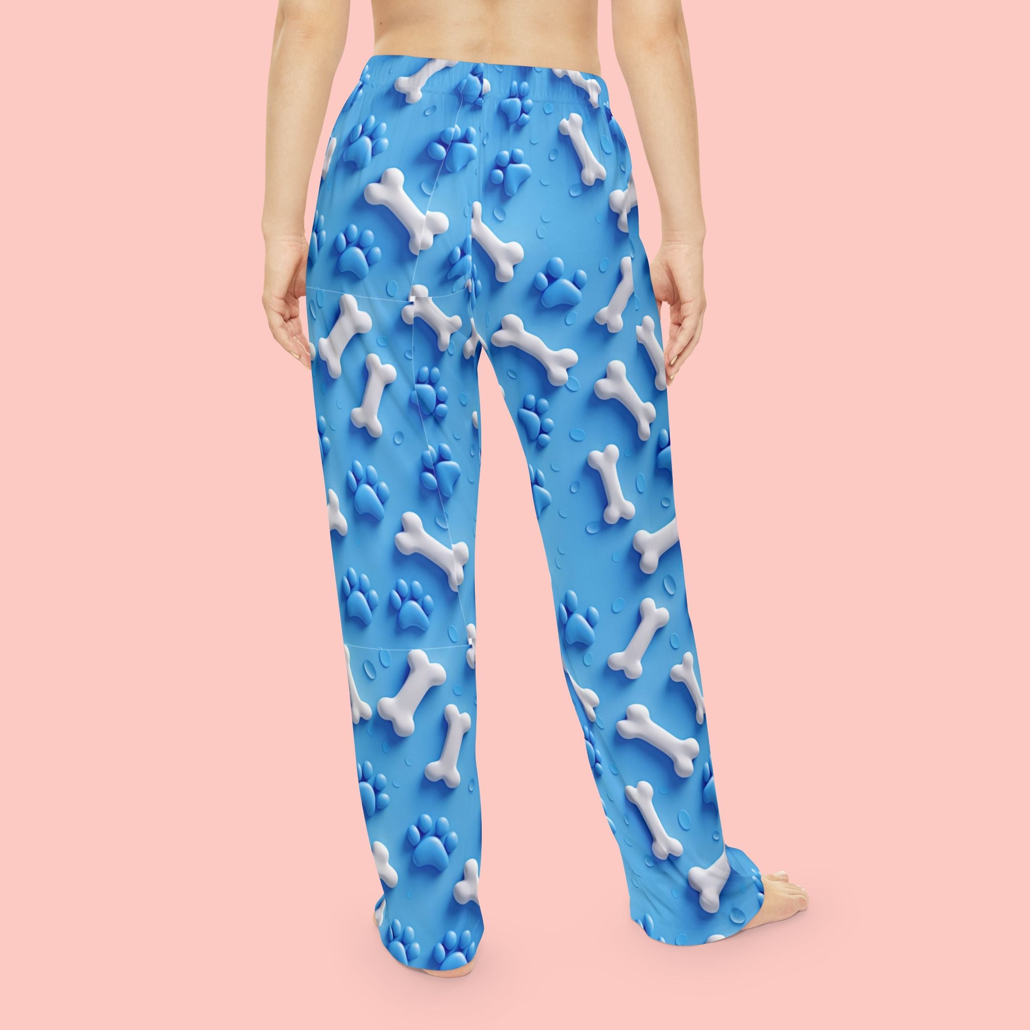 Women's Pajama Pants - Blue Dog Bones & Paw Print All-Over Print