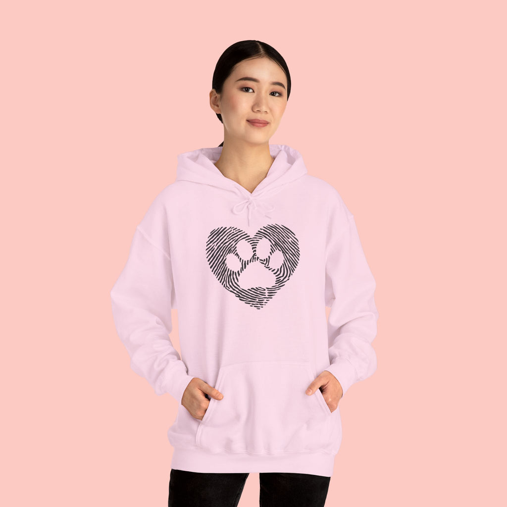 Heart Paw Print Hoodie — Dog Lover Heart Paw Graphic Sweatshirt