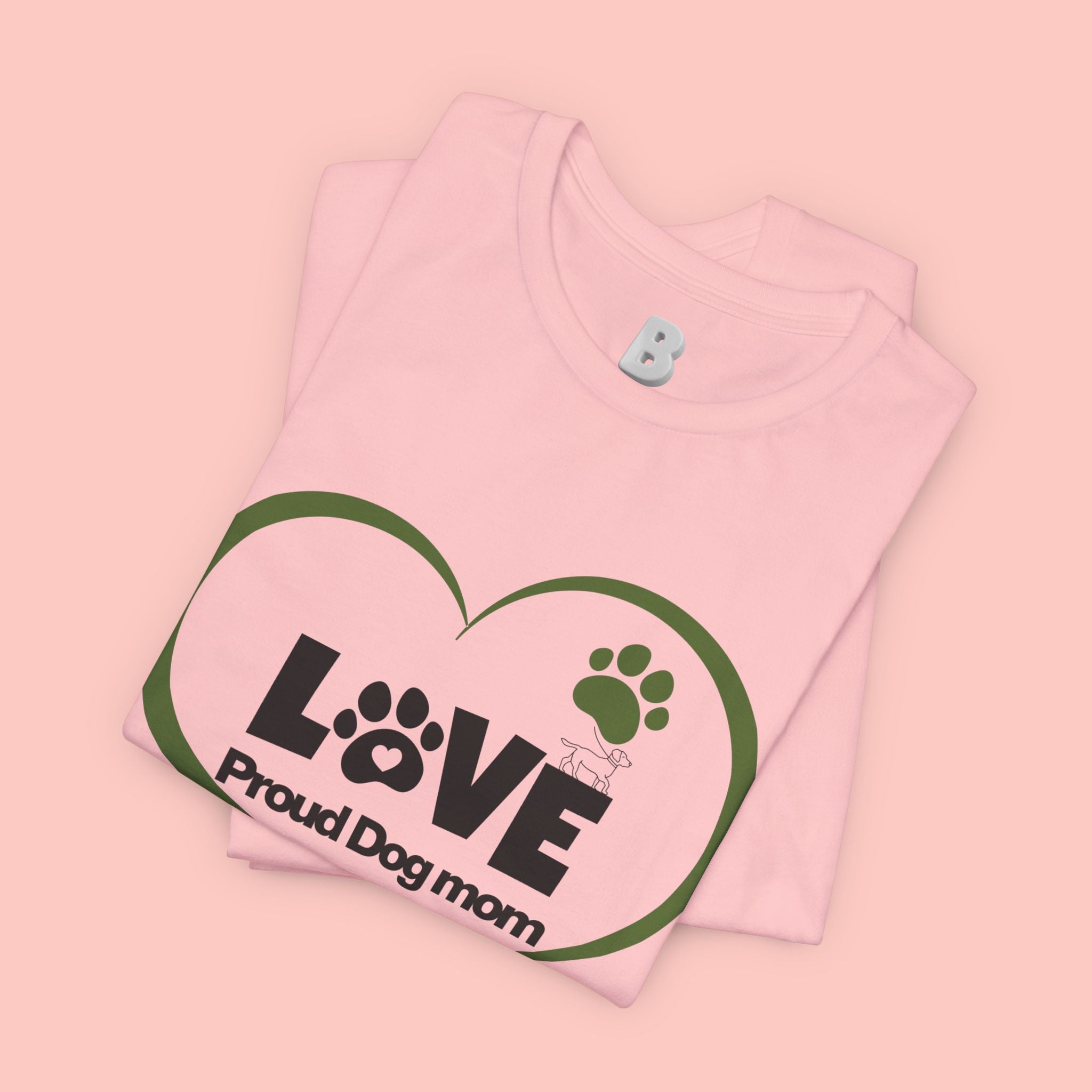Dog Mom Love T-Shirt — "LOVE Proud Dog Mom" Heart Paw Tee
