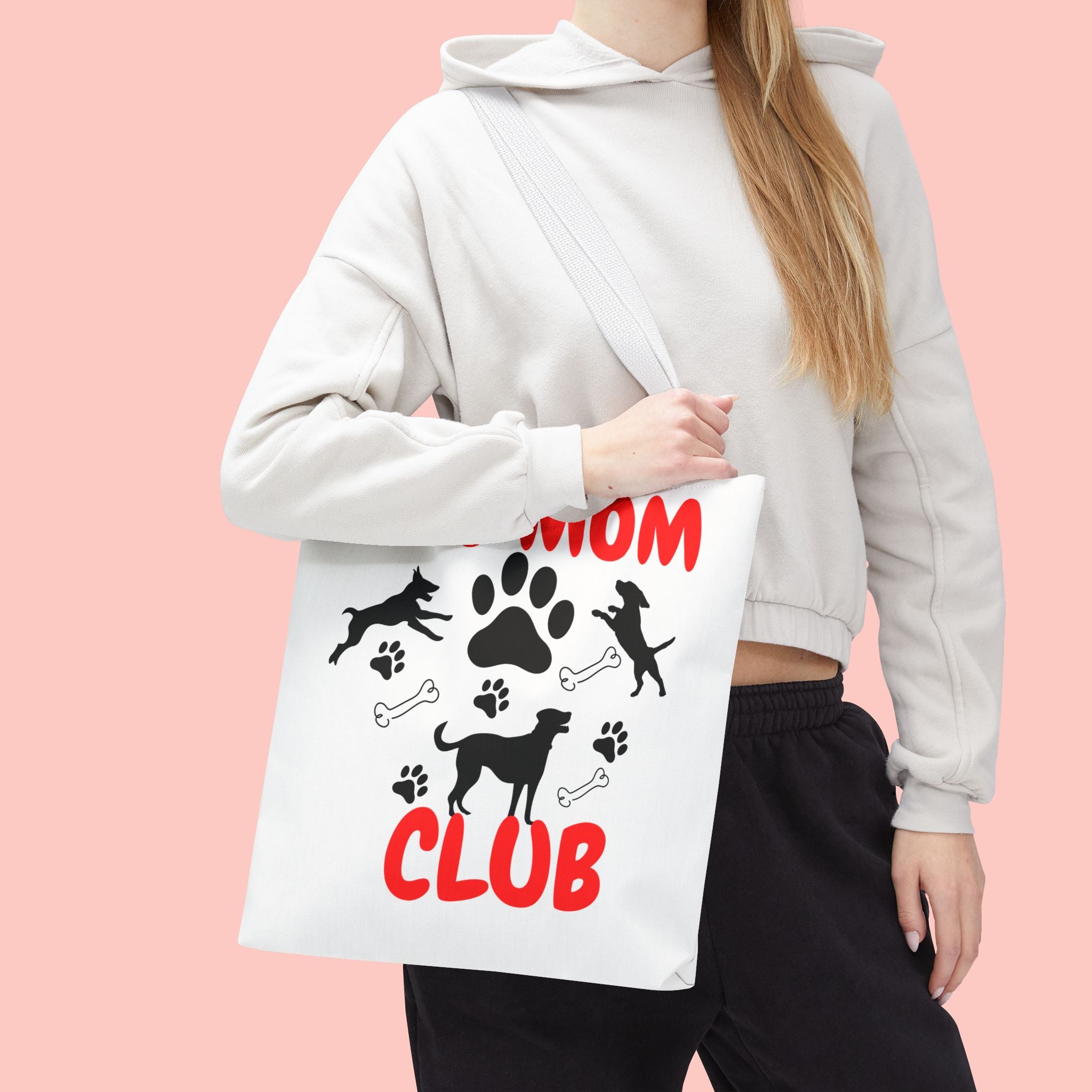 Dog Mom Club Tote Bag – Cute Paw Print Canvas Tote for Dog Lovers