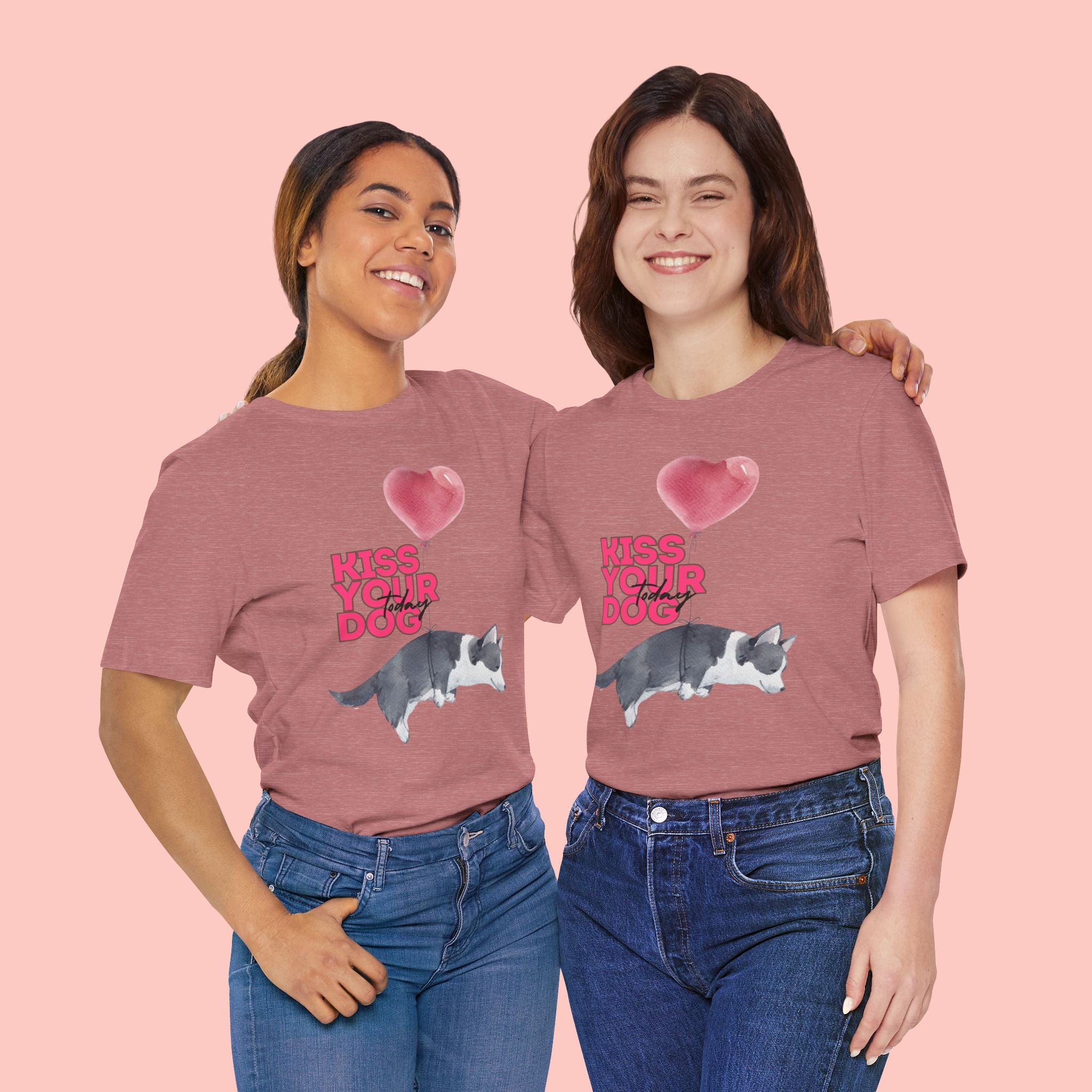 Kiss Your Dog T-Shirt — Cute Corgi with Heart Balloon Pet Lover Tee